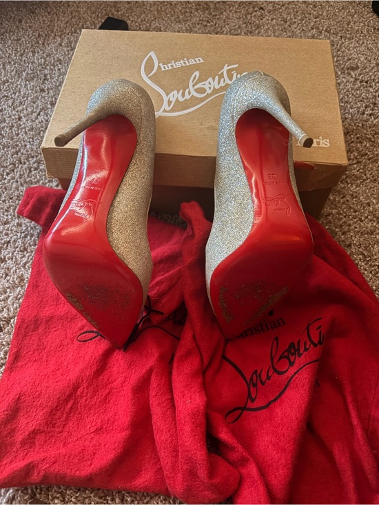 Christian Louboutin Shoes - Christian Louboutin IVORY Glitter Mini Pigalle Follies s38